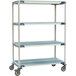 A MetroMax metal open grid shelf cart with rubber casters.