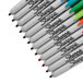 A group of Sharpie 32707 fine point retractable permanent markers with black writing on white labels.