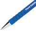 The blue barrel of a Paper Mate FlexGrip Ultra Retractable Ballpoint Pen with blue ink.