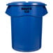 Rubbermaid BRUTE 55 Gallon Blue Round Trash Can and Lid Main Thumbnail 2