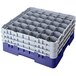 A navy blue plastic rack with 36 compartments.
