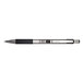 A close-up of a Zebra F-301 pen with a black tip and silver trim.