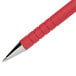 A close-up of a Paper Mate FlexGrip Ultra red ballpoint pen with a silver tip.