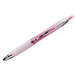 A pink pen with a silver tip.