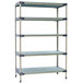 A MetroMax 4 stationary metal shelving unit with five shelves.