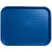 A blue rectangular Carlisle plastic fast food tray.