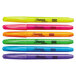 Six Sharpie Accent chisel tip highlighters in different colors.