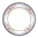 A white Thunder Group melamine plate with blue trim and flowers.