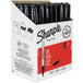 A box of 36 Sharpie black fine point permanent markers.