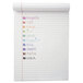 A notepad with a list of colors written in black ink.