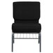 Flash Furniture XU-CH0221-BK-SV-BAS-GG Hercules Series Black 21" Church Chair with Book Rack and Silver Vein Frame Main Thumbnail 3