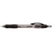 A close-up of a Paper Mate Profile black ballpoint pen with a black translucent barrel.