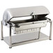 A Bon Chef stainless steel roll top chafer on a counter.