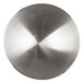 A circular stainless steel hemisphere mold.