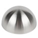 A close-up of a silver dome shaped stainless steel hemisphere.