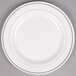 WNA Comet MP9WSLVR 9" White Masterpiece Plastic Plate with Silver Accent Bands - 120/Case Main Thumbnail 2