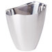 A silver metal container with a curved edge.