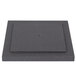 A black wooden square display platter with a square hole in it.