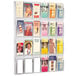 A Safco clear wall mount display rack filled with brochures and cards.