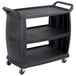 Carlisle CC224303 3 Shelf Oversized Black Utility Cart 300 lb. Capacity Main Thumbnail 2