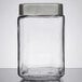 An Anchor Hocking clear glass jar with a brushed aluminum lid.
