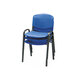 A stack of Safco blue plastic contour stacking chairs.