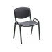 A close up of a Safco black plastic contour stacking chair with a metal frame.