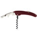 A Franmara waiter's corkscrew with a red handle and two levers.