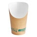 A brown EcoChoice paper scoop cup with a white lid.