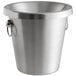 A brushed stainless steel wine tasting spittoon with ring handles.