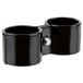 Two black plastic cups with screws on the side.