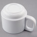 A white GET stackable Tritan mug with a white handle.