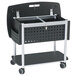 A black and silver Safco Scoot file cart.