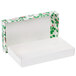A white box with a green and red holly design.