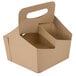A brown cardboard 4 cup drink carrier with two handles.