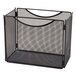 A Safco black mesh steel file storage box with a handle.