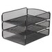 Safco 3271BL 9 1/4" x 11 3/4" x 8" Black 3 Section Steel Mesh Desk Tray Organizer Main Thumbnail 1