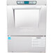 A silver Hobart undercounter dishwasher with a digital display and buttons.