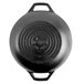 A black round Lodge cast iron wok with two handles.