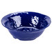A cobalt blue melamine round catering bowl.