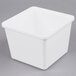 A white square melamine crock with a lid.
