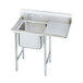 A stainless steel Advance Tabco dishtable with a 3 compartment sink and a right drainboard.