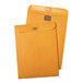 Two orange Quality Park ClearClasp brown kraft file envelopes.
