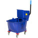 Lavex Janitorial 35 Qt. Blue Mop Bucket & Side Press Wringer Combo Main Thumbnail 3