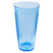 A close-up of a blue Thunder Group Belize polycarbonate tumbler with clear liquid inside.