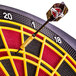 An Arachnid E520H electronic dartboard with a dart in the center.
