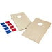 A Triumph cornhole game set with two wooden boards and red and blue bags.