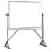 A white board on a stand with a black border.