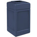 A dark blue Commercial Zone PolyTec waste container with a square top.