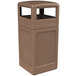 A brown rectangular Commercial Zone PolyTec waste container with a dome lid.